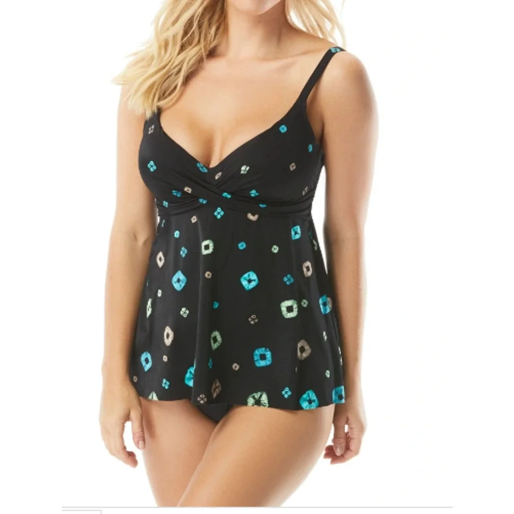 COCO REEF DIAMOND WRAP BRA SIZED UNDERWIRE TANKINI TOP 10 / 34C NWT - Picture 3 of 3